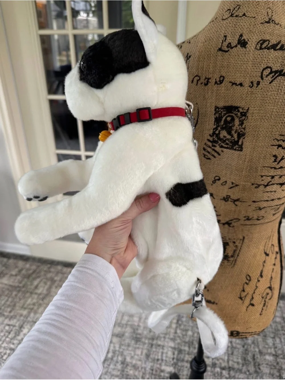 French Bulldog Plush Puppy Dog Zip Up Cotton Fur Backpack Purse Crossbody New
